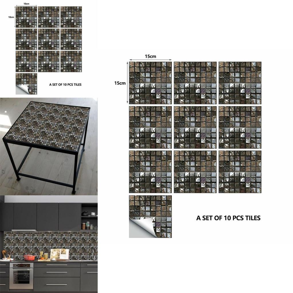 Abstract Mosaic Ceramic Tile Sticker For Home Renovation Waterproof Kitchen And Bathroom Decoration