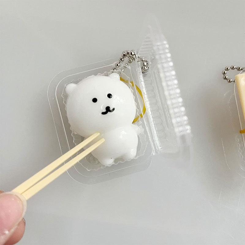 Squishy Toy Cute Tiny Bear Stress Ball Keychain Anti-Stress Fidget Toy Self Deprecating Bear Pendant Squeeze Toy