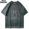 Unisex T Shirt Hip Hop Dark Streetwear Tshirt Evil Eye Print Harajuku Summer Short Sleeve TShirt Cotton Tops Tees Oversize