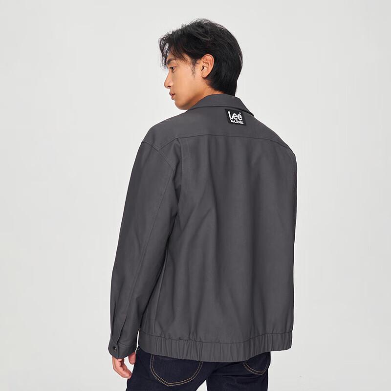 Lee Men's Y2K Dark Grey Matte PU Leather Jacket