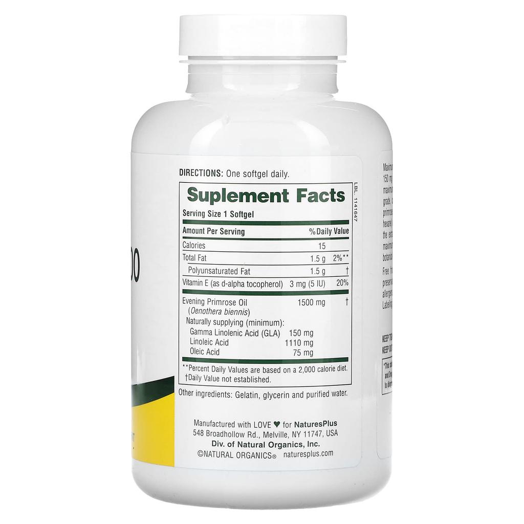 NaturesPlus, Ultra EPO 1500, evening primrose oil, 90 softgels