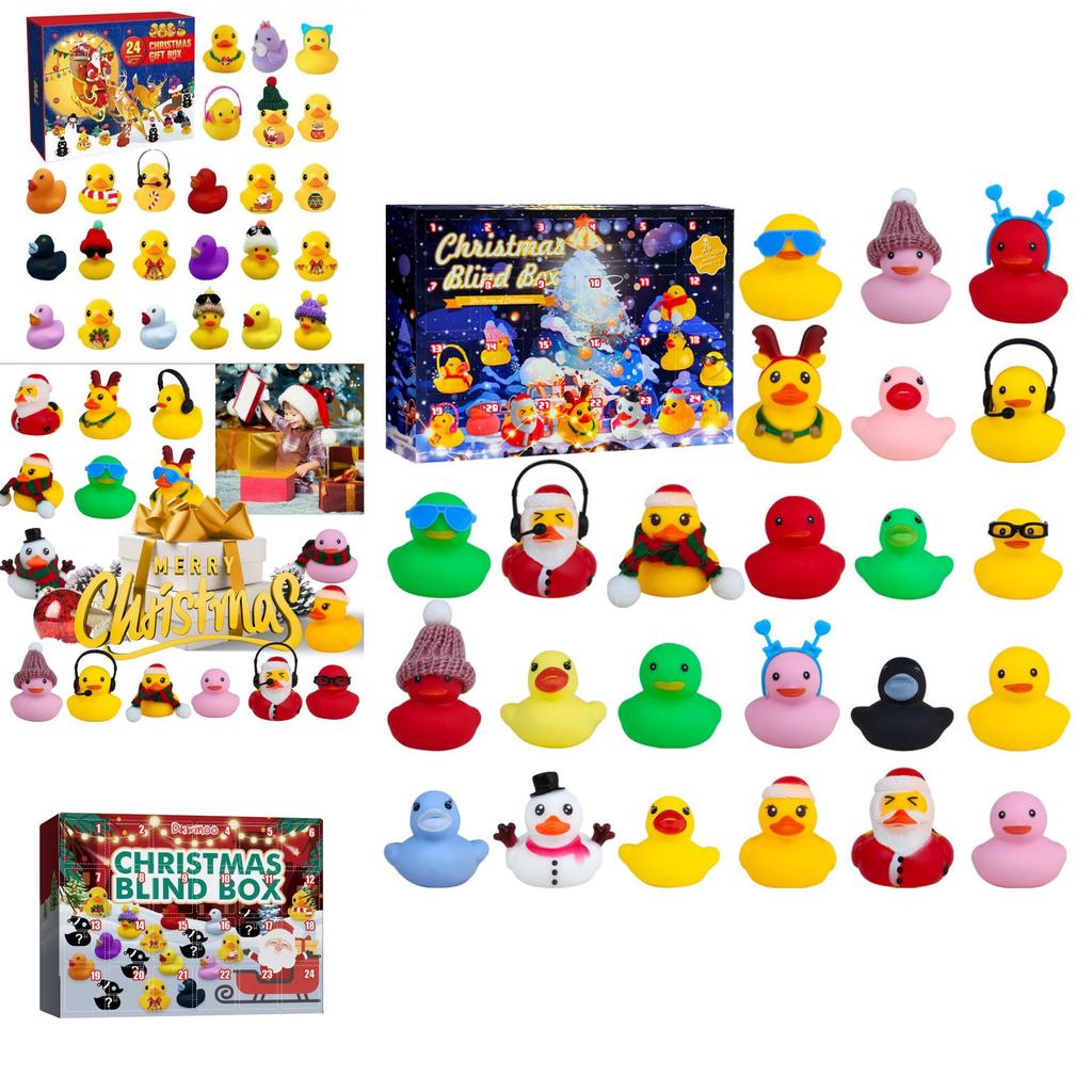 Funny 24 Days Christmas Countdown Calendar Blind Box Vinyl Duck Toy Set For Christmas Entertainment And Collector Display