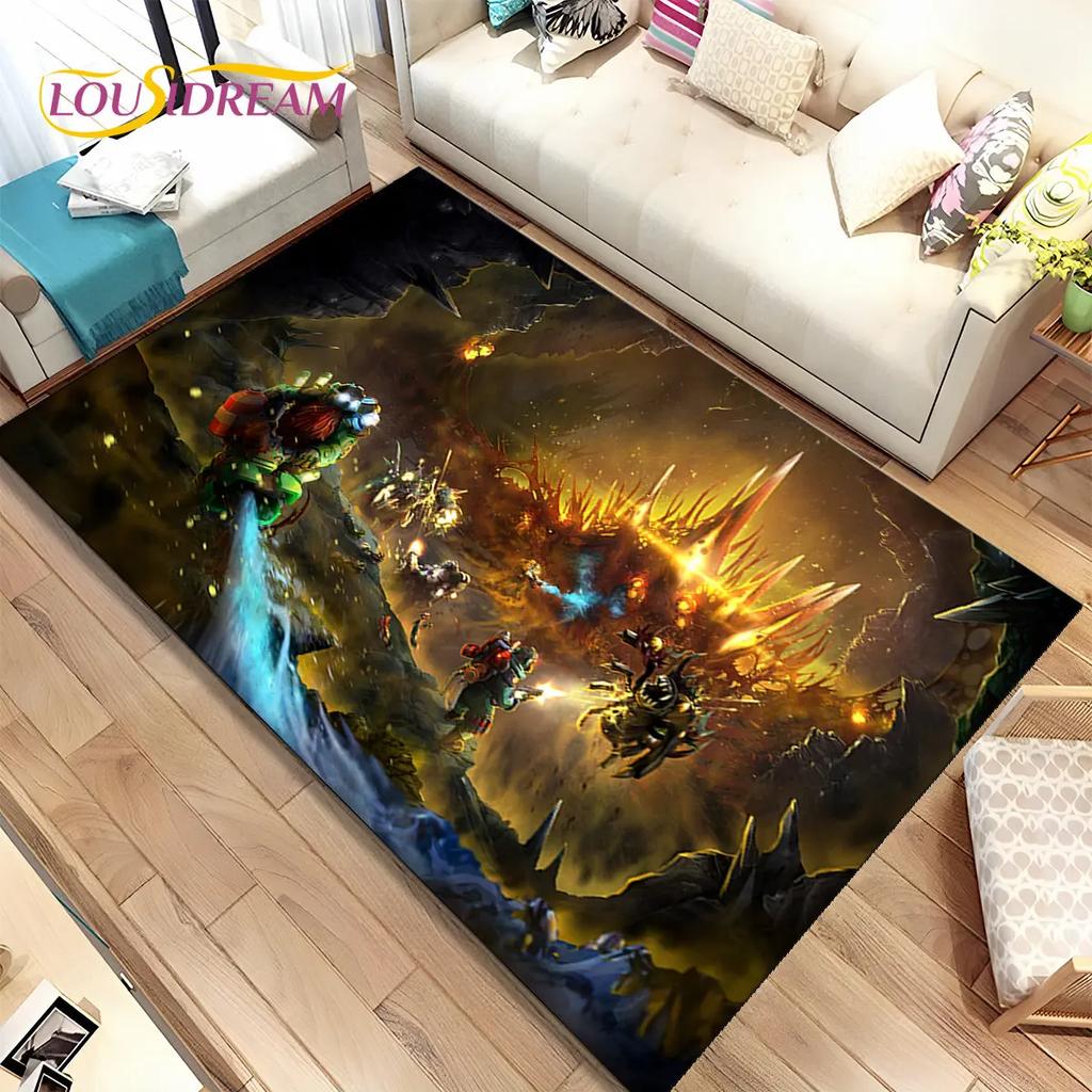 3D DRG Deep Rock Galactic Game Gamer Area Rug,Carpet Rug for Living Room Bedroom Sofa Doormat Decoration,kids Non-slip Floor Mat