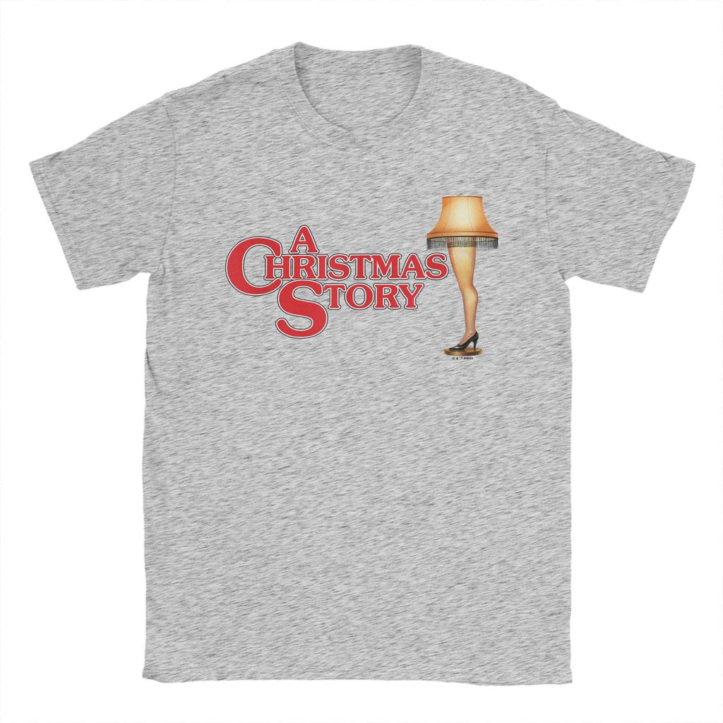 A Christmas Story Type With Leg Lamp T-Shirt for Men Funny Pure Cotton Tees Round Neck Short Sleeve T Shirt Unique Clothing