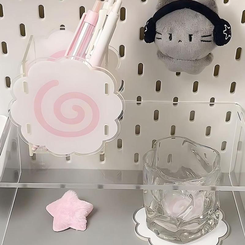 Acrylic Fish Cake Pen Holder Cute Cloud-Shaped Pen Holder Large-Capacity Desktop Stationery Pen Storage Box Spiral Design