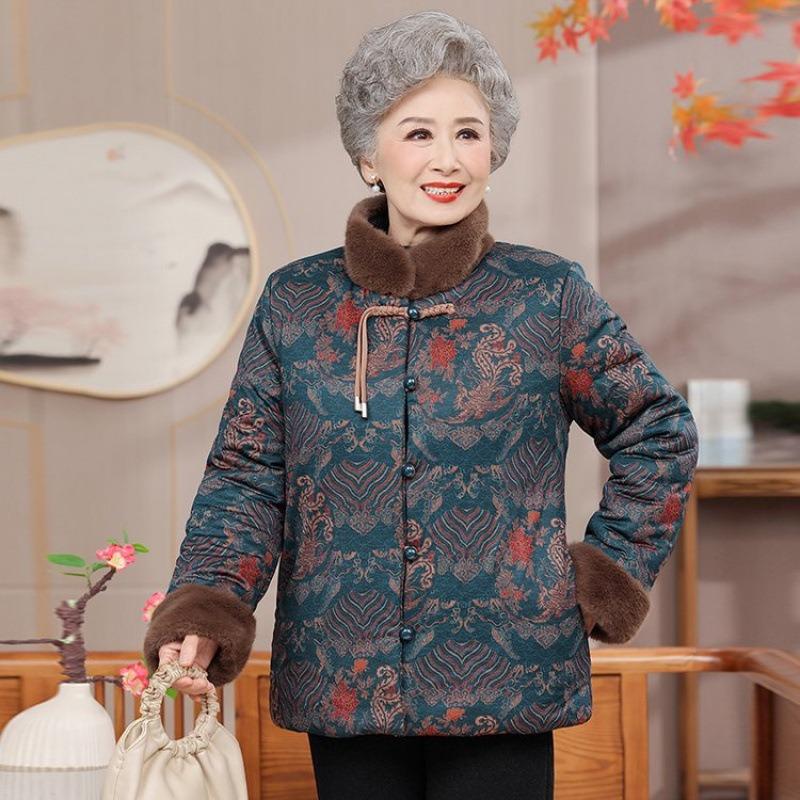 Winter Padded Jacket Women's Padded Jacket Fleece Thickened Jacket Old Lady Clothes