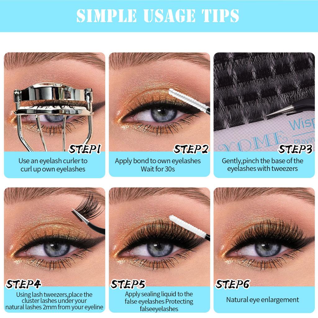 Single Cluster C Curl Multiple Hair False Eyelashes Natural Density 10-16Mdiy Segmented Eyelashes
