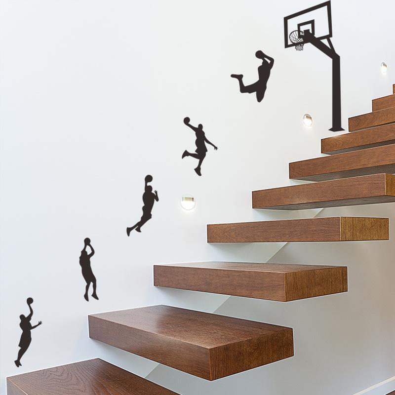 Slam Dunk Sequence Basketball Wall Sticker Self-Adhesive Removable for Boys Room Gym Style Home Decor