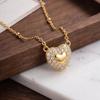 Sparkling Heart Pendant Necklace 316 Stainless Steel Gold Tone With 5A Zircon Rhinestones Adjustable Chain Women Necklaces