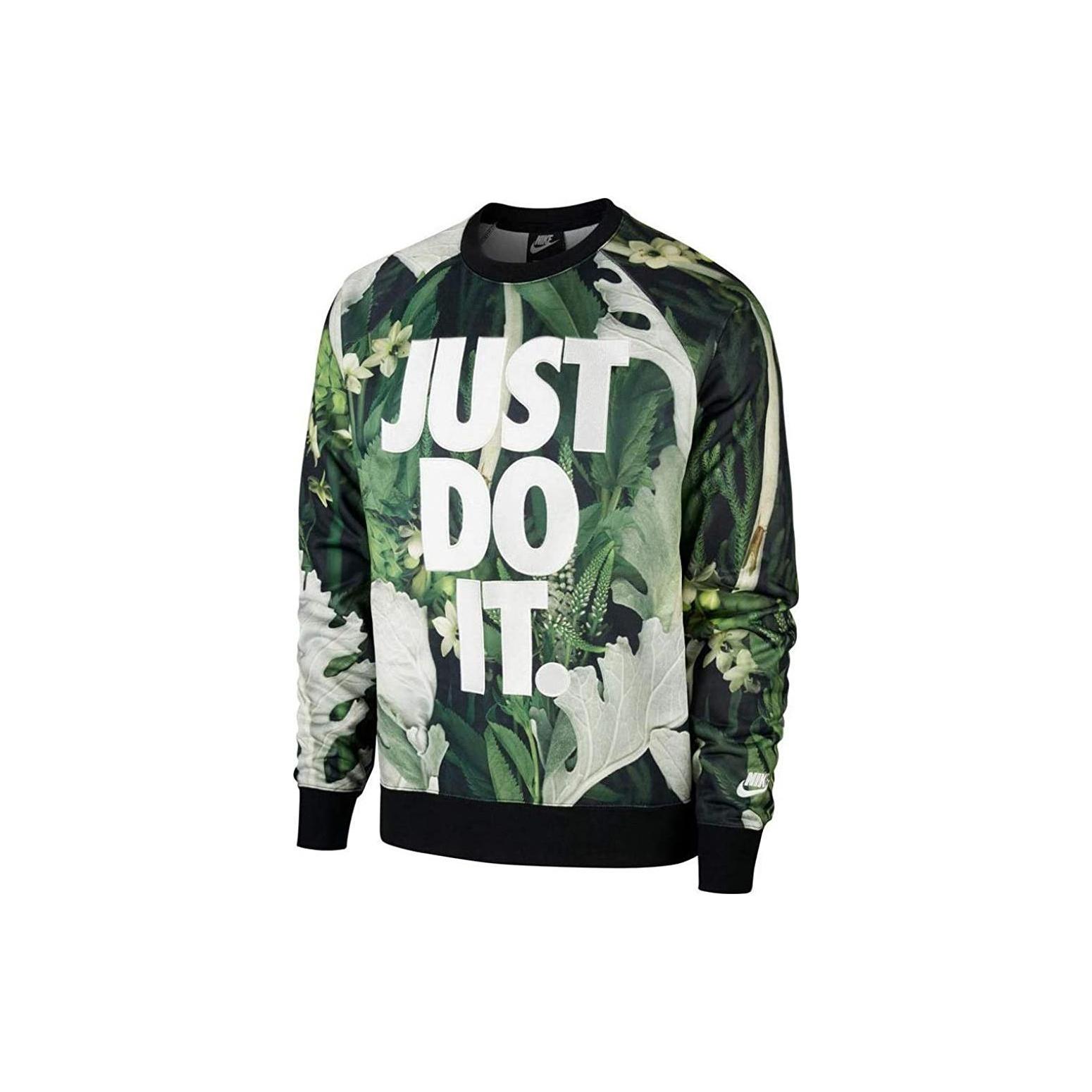 Nike Just Do It Floral Crew  Green White  Men s CK8178-083 L