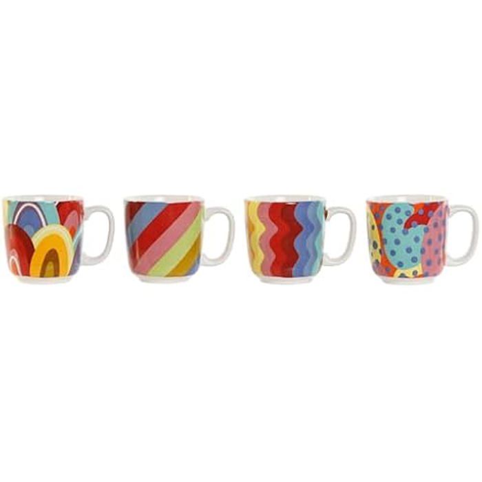 Sada kávových šálků - DKD Home Decor - Vícebarevná - Korálová a bambusová - Válcovitá - Současný design