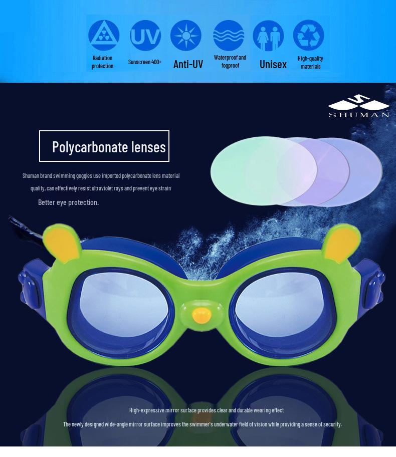 Children's Silicone Anti-Fog Waterproof Swimming Goggles with Large Frame - Universal for Men and Women.