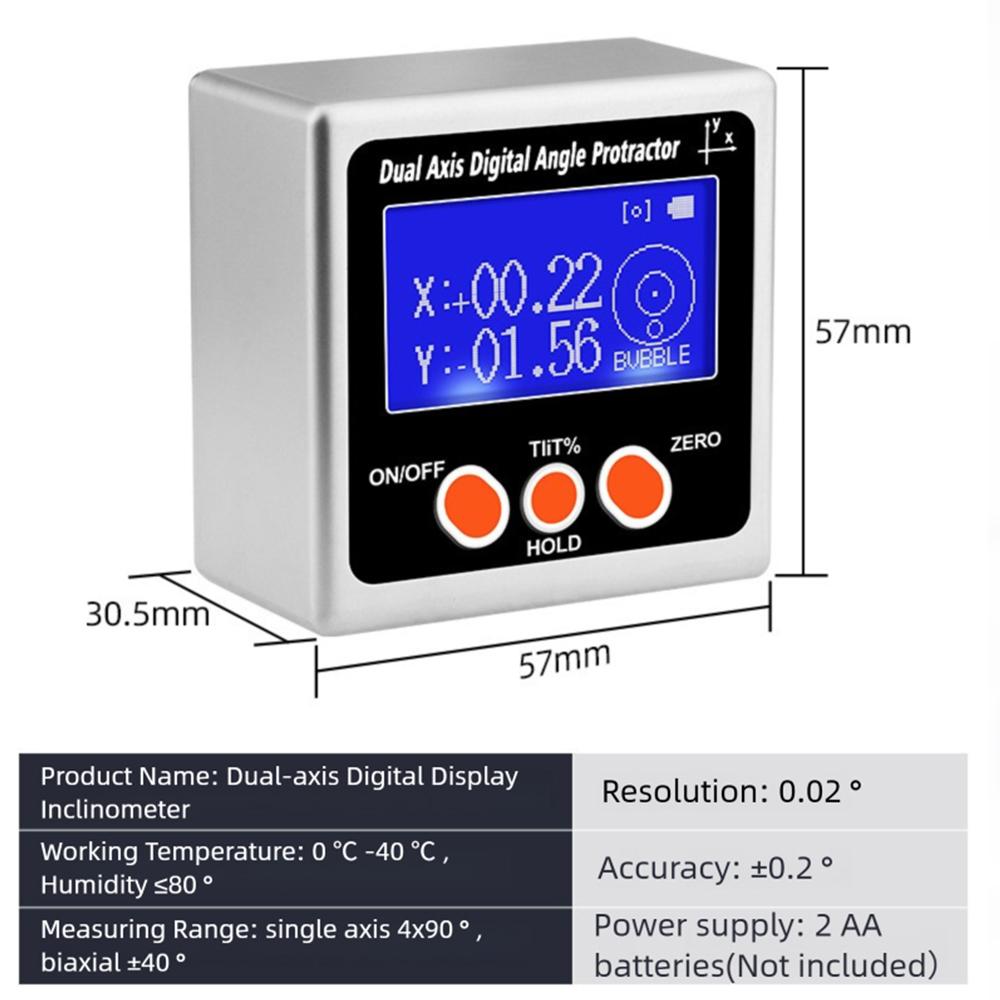 Metal Dual Axis Digital Angle Gauge Level Protractor Angle Finder Bevel Gauge Inclinometer With Backlight And Magnetic