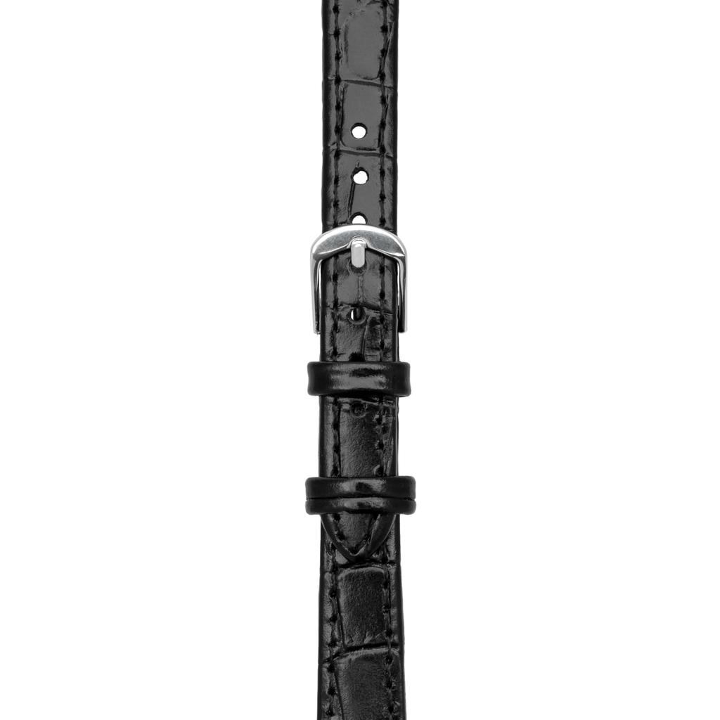 Watch Strap 18mm Leather Embossed Crocodile Easy Installation with Black [Clefer] Leather/Synthetic Pattern, Tool, L-80 BL-CF031-18