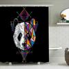 Geometrischer Panda Duschvorhang Moderne Abstrakte Kunst Badezimmer Dekoration Waschbarer Wasserdichter Stoff Einsatz Set