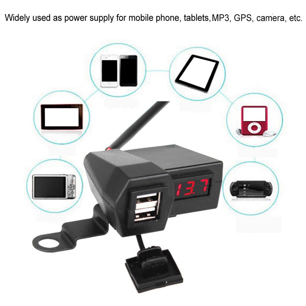 Zásuvka zapalovače cigaret 4 v 1 Duální USB nabíječka LED voltmetr s vypínačem Pro motocykl