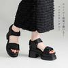 Platform Sandals for Ankle Strap Velcro Sports Sports M [Vivian] 9.5cm Women, Sandals, Sandals, V57017SM, Ivory, (23.0-23.5)