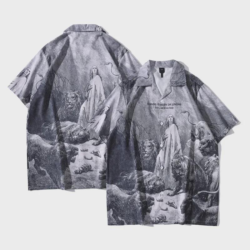 2025 Trendy Loose Japanese-Style Hawaiian Men's Retro Floral Shirt - Short-Sleeved, Handsome, and Seaside Ready