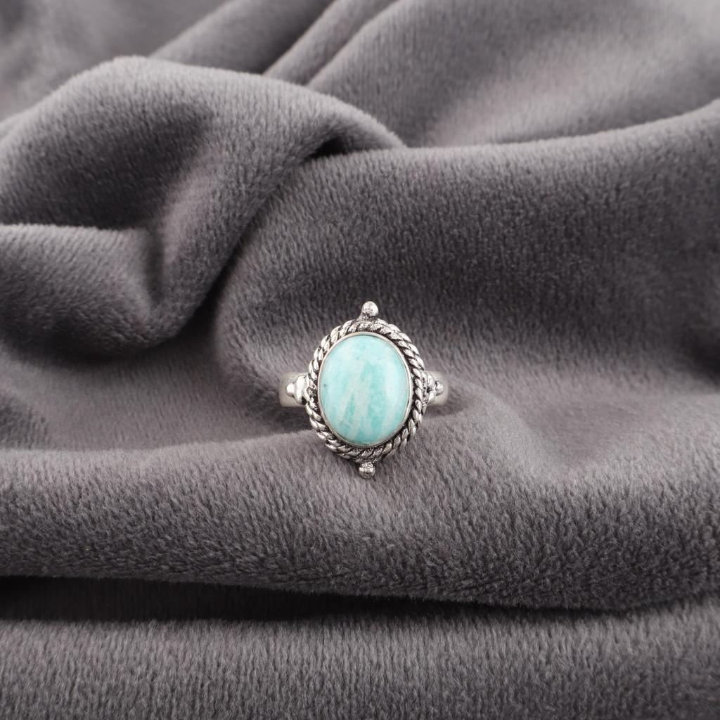 Amazonite Ring, 925 Solid Sterling Silver Ring Handmade Gemstone Jewelry, Brand New Ring Gifts For Wife