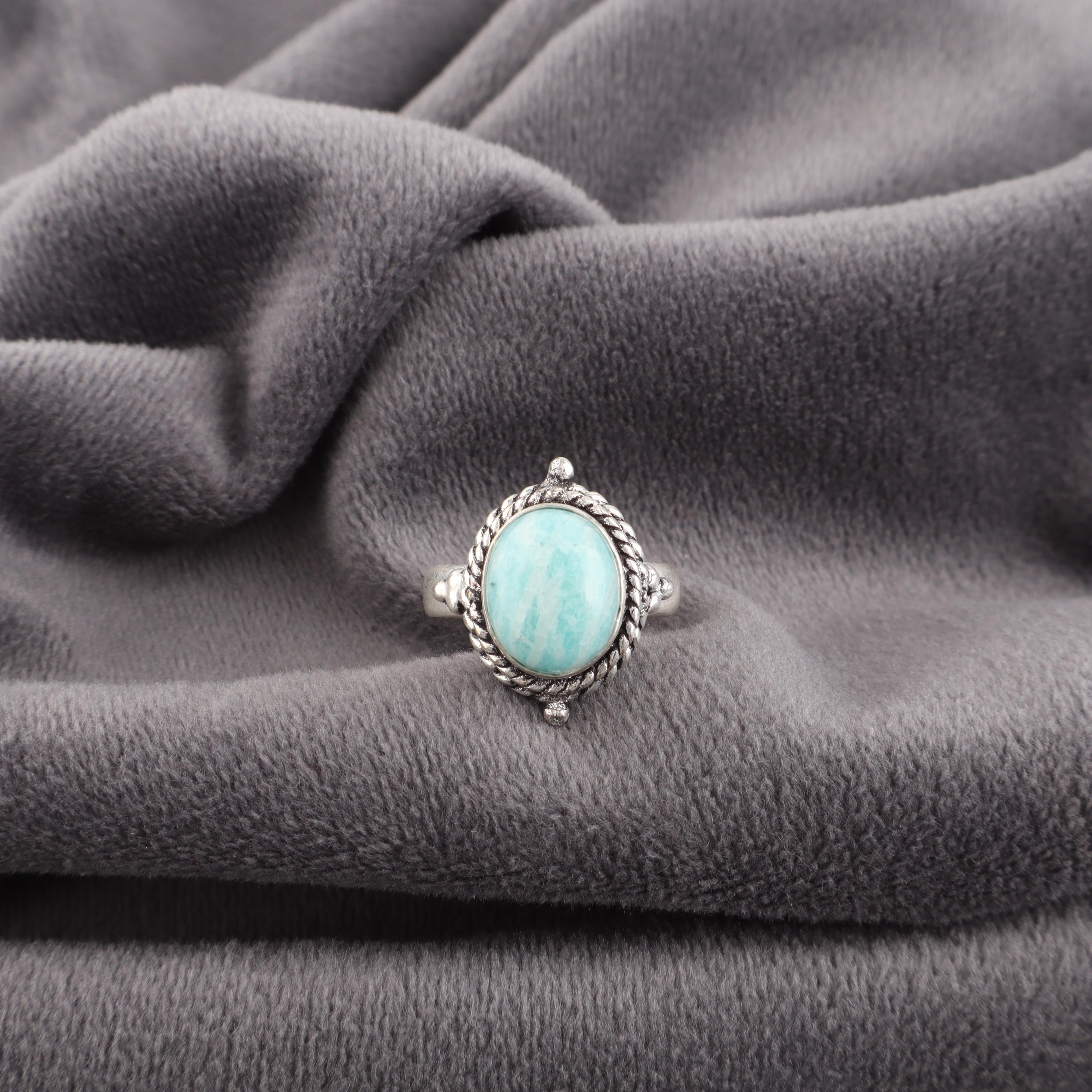 

Amazonite Ring, 925 Solid Sterling Silver Ring Handmade Gemstone Jewelry, Brand New Ring Gifts For Wife 12 синій