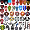 MOC Bloques de Construcción Militares Medievales Figura Armas Accesorios Casco Pistola Gorra Espiga Escudo Mini Ladrillo Juguete Regalo X030 Caballero DIY