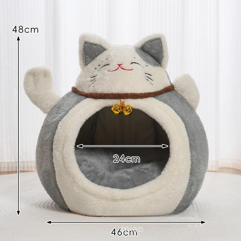 Cat Bed for Indoor Cats - Maneki Neko Cat Cave Bed,Super Soft Calming Pet Bed for Kitten&Puppy,Small Dog,Warm Plush,cat Hideaway
