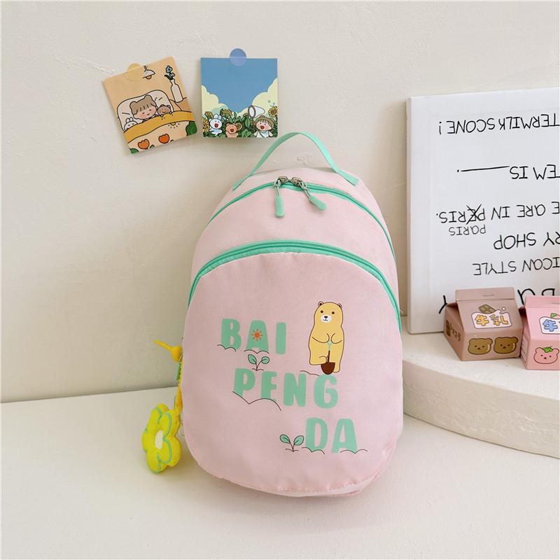 Adorable Korean Style Colorful Canvas Backpack For Kids With Light And Comfortable Design