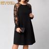Women's Fashion Solid Color Print Long Sleeve V-Neck Casual Dresses