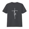 Minimalist Line Art Christian Faith Cross Print Casual T Shirt Vintage Washed Stretched Comfortable Streetwear