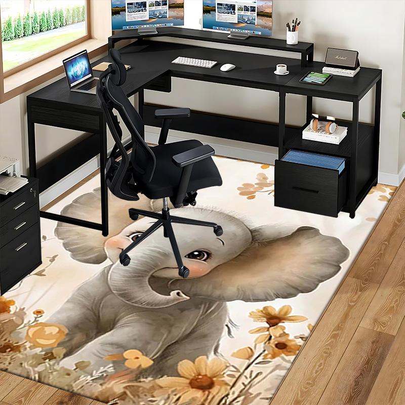1pc Anime Elephant Chair Mat - Cute Cartoon Design, Non-Slip Office Rug for Home Decor, Suitable for All Seasons, Perfect Gift Idea.H046
