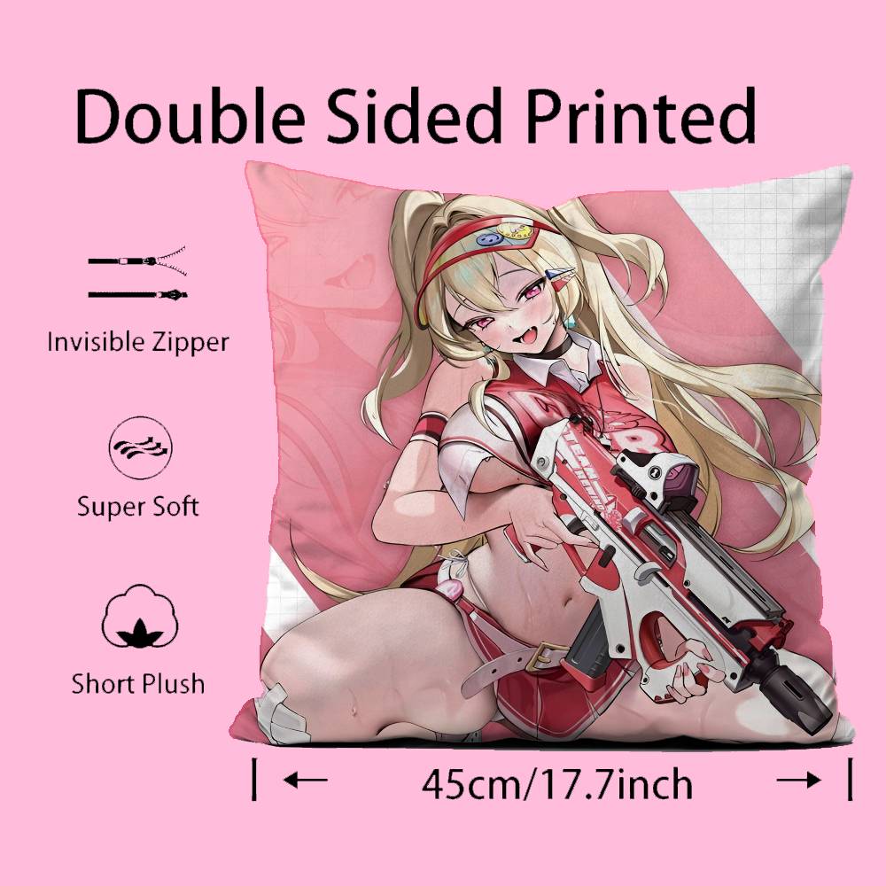 Anime G-Goddess of Victory N-Nikke Pillow Case Anti-dustmite Pillow Invisible Zipper Silky Short Plush Sofa Cushion Cover
