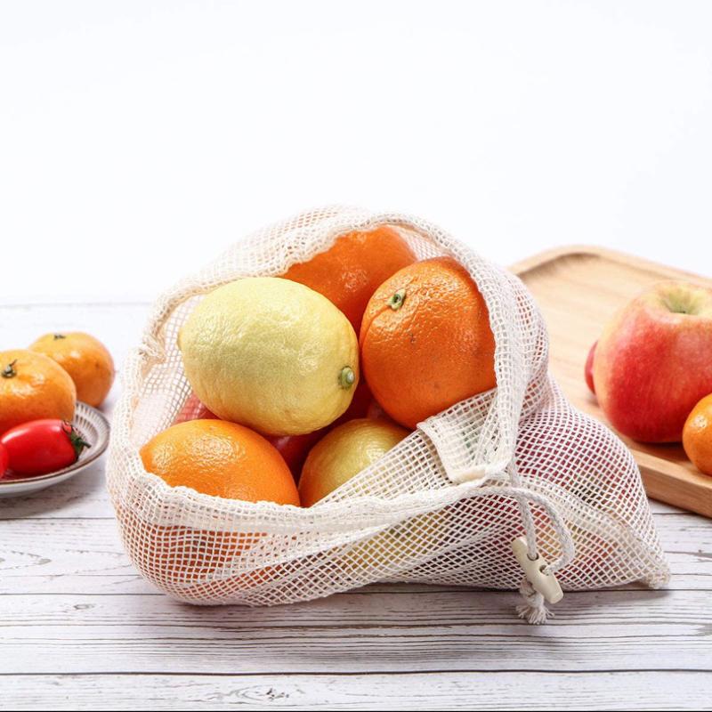 3Pcs/set Reusable Mesh Produce Bags Premium Polyester Washable Mesh Bags for Vegetables Fruits Toys