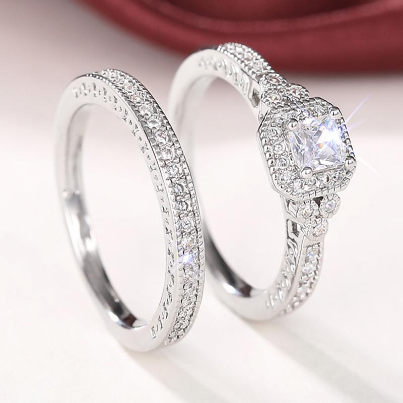 CopperSet Rings for Women S Luxury Cubic Zircon Wedding Accessories Temperament Elegant Female Jewelry