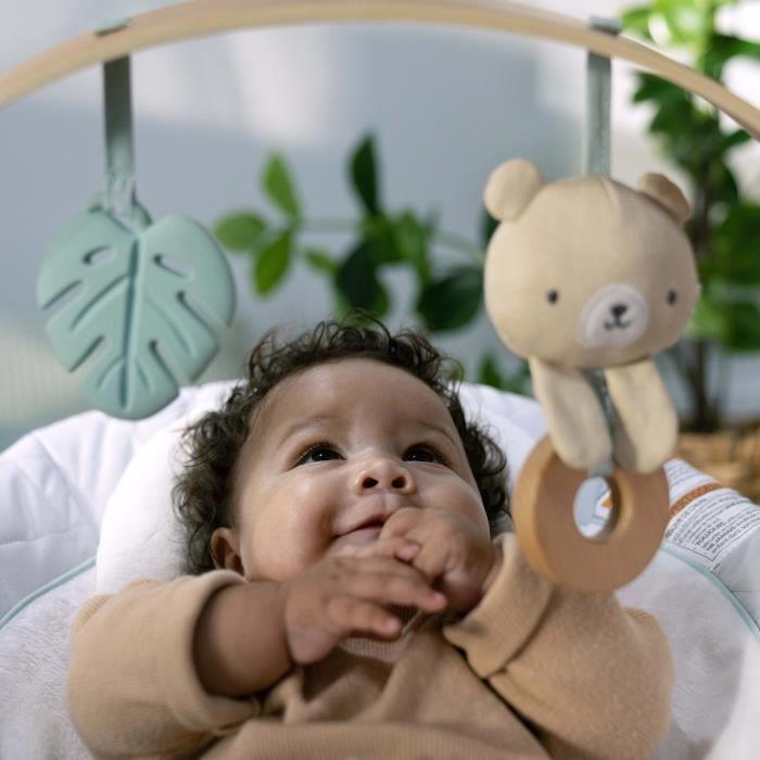 INGENUITY Transat bébé Nate l'Ourson avec arche d'éveil en bois, cadeau bébé