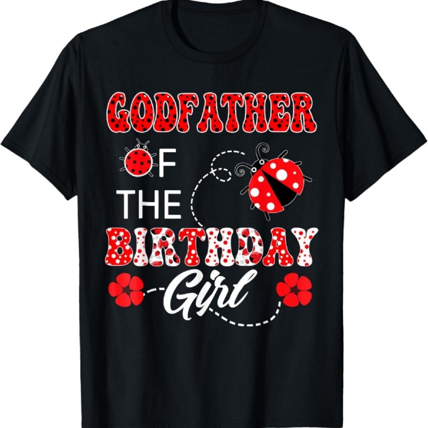 Крестный отец именинницы Семейная парная футболка с божьей коровкой XXXXXL чёрный