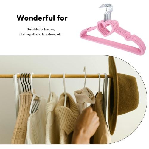 Ledmomo 20-Piece Pink Heart-Shaped Clothes Hangers, 40cm, Non-Slip, Slim, Shape-Retaining, for Laundry and Drying