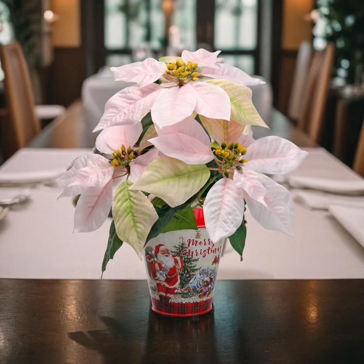 Poinsettia Artificial Flowers for Christmas Window Decorations - 3 Bouquets, 6 Colors - Perfect for Parties & Arrangements