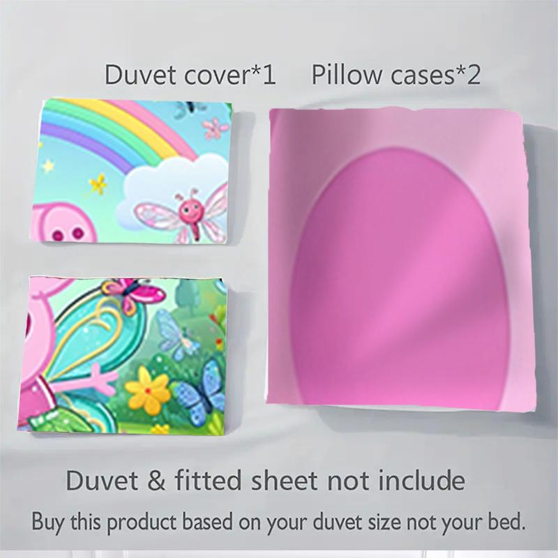 3pcs Peppa Pig Fairy Costume Home Bedding Set-Universal Three-Piece Suit for Bedroom, Guest Room, Living Room, Hotel-Festive Gift for Fans,