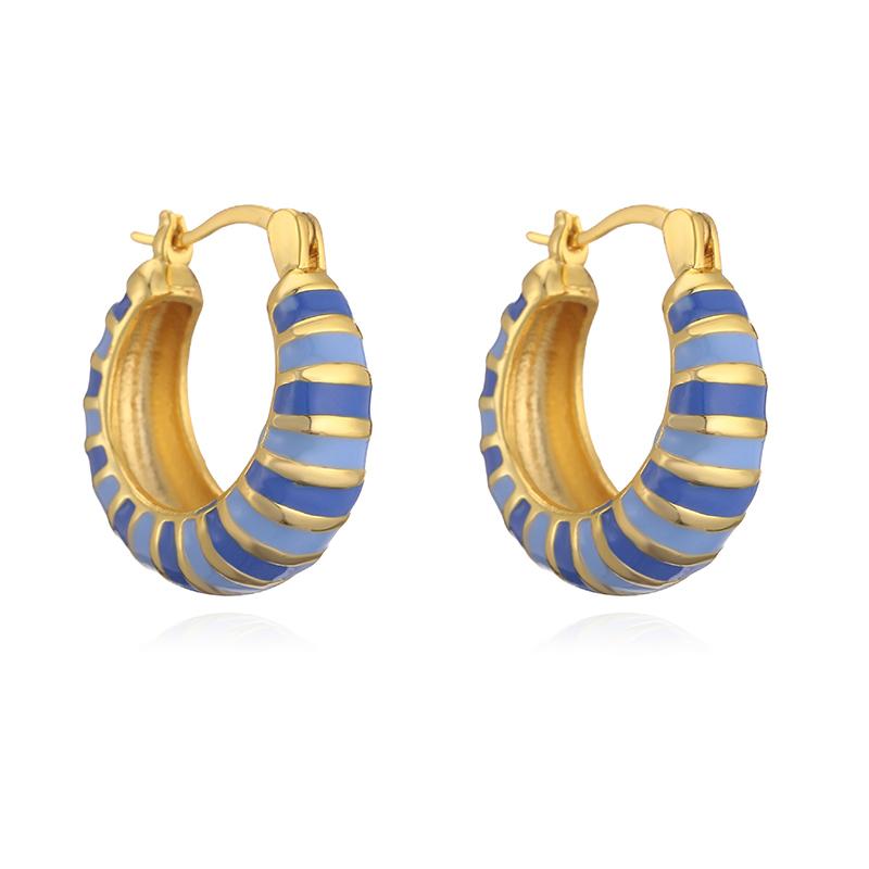 

HECHENG, Turkey style niche enamel drip oil painting stripes circle high-level personality fresh and match women s ear buckle