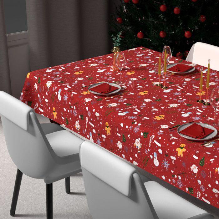 Festive Printed Stain-resistant Tablecloth Rectangle 140x300 Cm CANDY, by Soleil d'Ocre