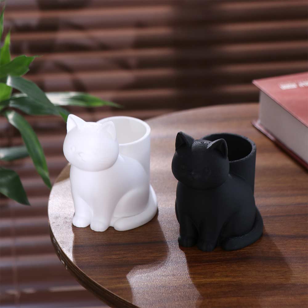 3D Printed Cat-Shaped Storage Tube Plastic Stationery Storage Box Funny Desk Organizer Office