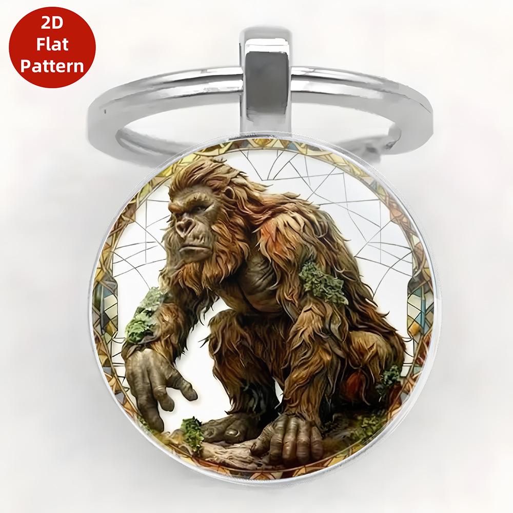 Creative Gorilla Bronze Keychain with Time Gem Pendant