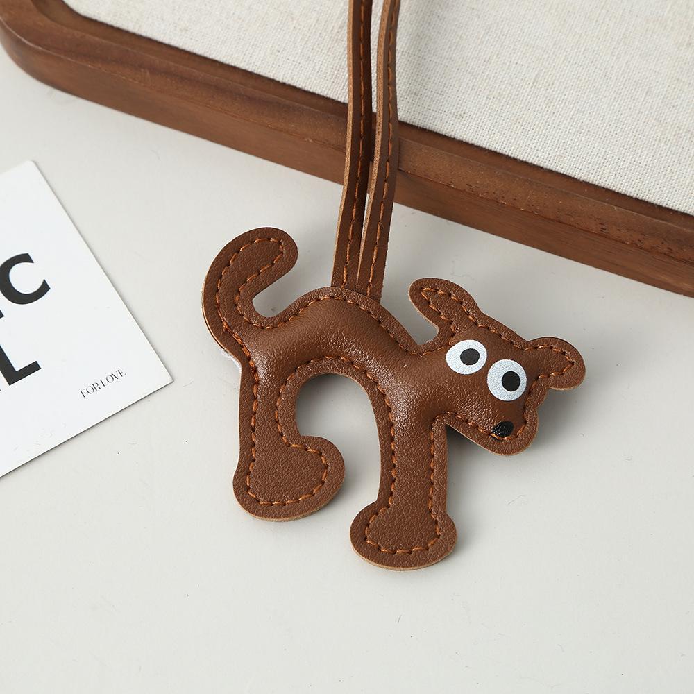 Puppy leather pendant DIY jewelry accessories leather three-dimensional cotton-filled bag pendant keychain leather small pendant
