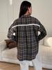 Casual Cotton Polyester Plaid Shacket With Long Sleeves For Spring Wear