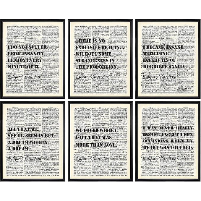 97 DECOR Edgar Allan Poe Decor - Edgar Allan Poe Art Posters, Vintage Dictionary Art Print, Motivational Poetry Quotes Wall Decor, Gothic Literary