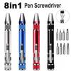 Tournevis manuel 8-en-1 Type stylo Portable Multi-spécifications Avec tête de tournevis magnétique Outil de tournevis Tête de tournevis haute densité