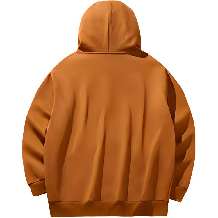 Anta Basketball Series Sport Casual Simple Solid Color Hooded Pullover Loose Sweatshirt Men Sweatshirt Luxury-Brown 172441719N-1