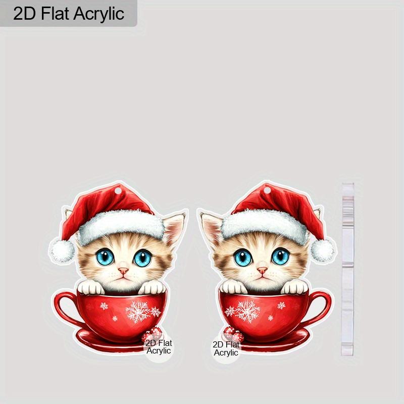 2D Flat Cartoon Pattern Acrylic Earrings for Women, Animal Pattern, Novelty Funny Adorable Cute Pet Cat Fashion Jewelry