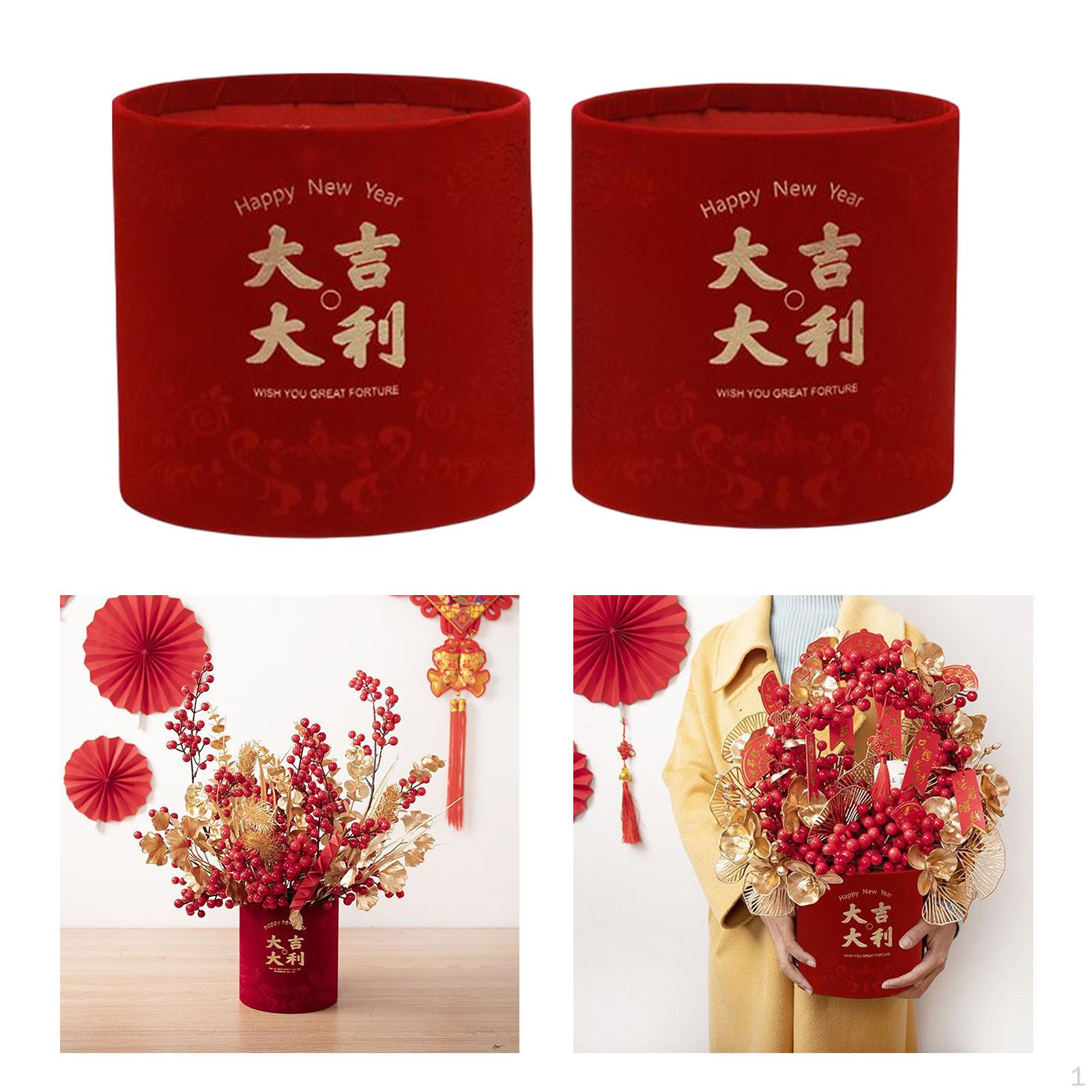 Chinese Year Vase Decoration Ornaments Bonsai Gift Basket Holiday Flower Arrangement Container Auspicious
