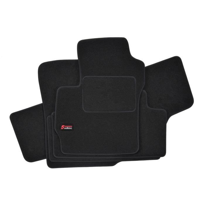 Tapis de sol - Logo - Mazda 5 - Velours noir - 5 pièces - Antidérapant - Sur mesure